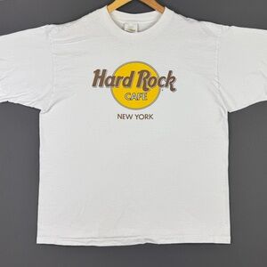 Vintage 90s Hard Rock Cafe New York City USA White Single Stitch Shirt XL Promo
